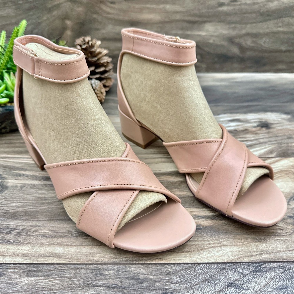 NIB Clarks Caroleigh Rise 9M Dark Blush Leather Block Heel Ankle Strap Sandal - Picture 4 of 12